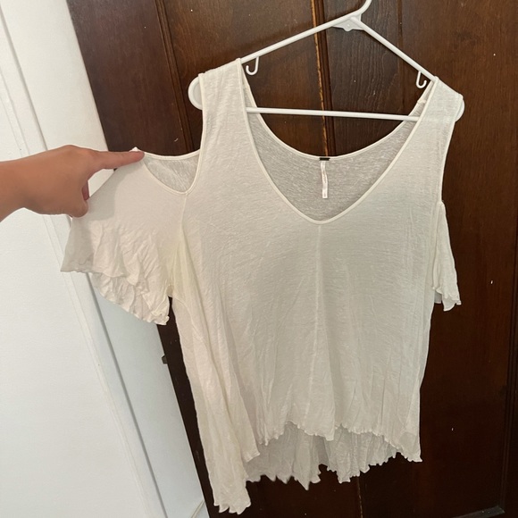 Free People White Cold Shoulder Blouse Size L - Picture 5 of 6
